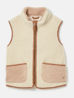 Kids' Sadie Cream & Natural Borg Fleece Gilet<Joules Hot