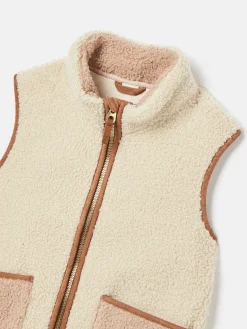 Kids' Sadie Cream & Natural Borg Fleece Gilet<Joules Hot
