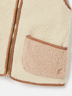 Kids' Sadie Cream & Natural Borg Fleece Gilet<Joules Hot