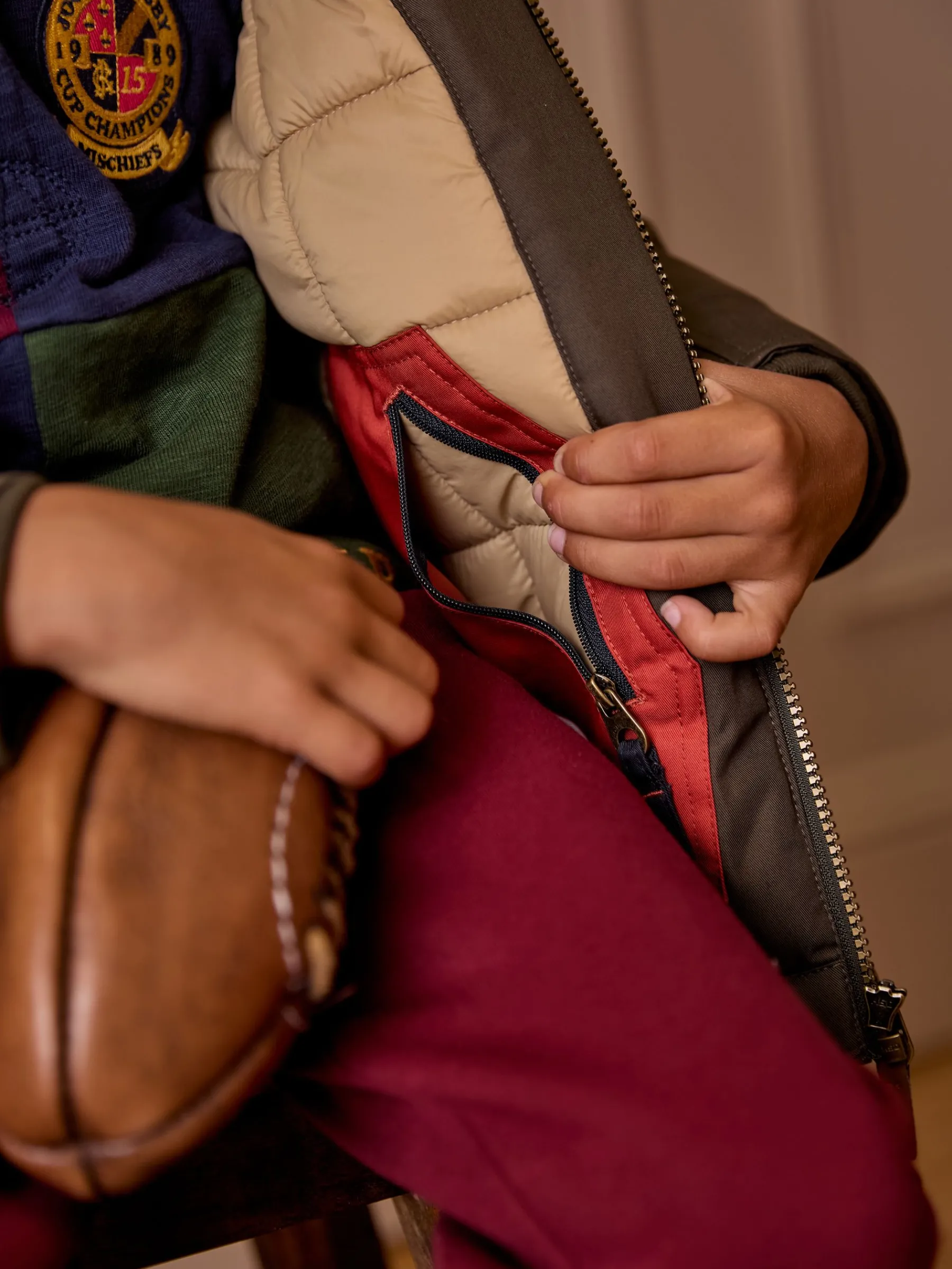 Kids' Ultimate Khaki Green Waterproof Coat with Quilted Lining<Joules Clearance