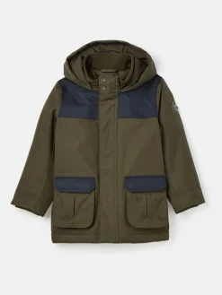 Kids' Ultimate Khaki Green Waterproof Coat with Quilted Lining<Joules Clearance
