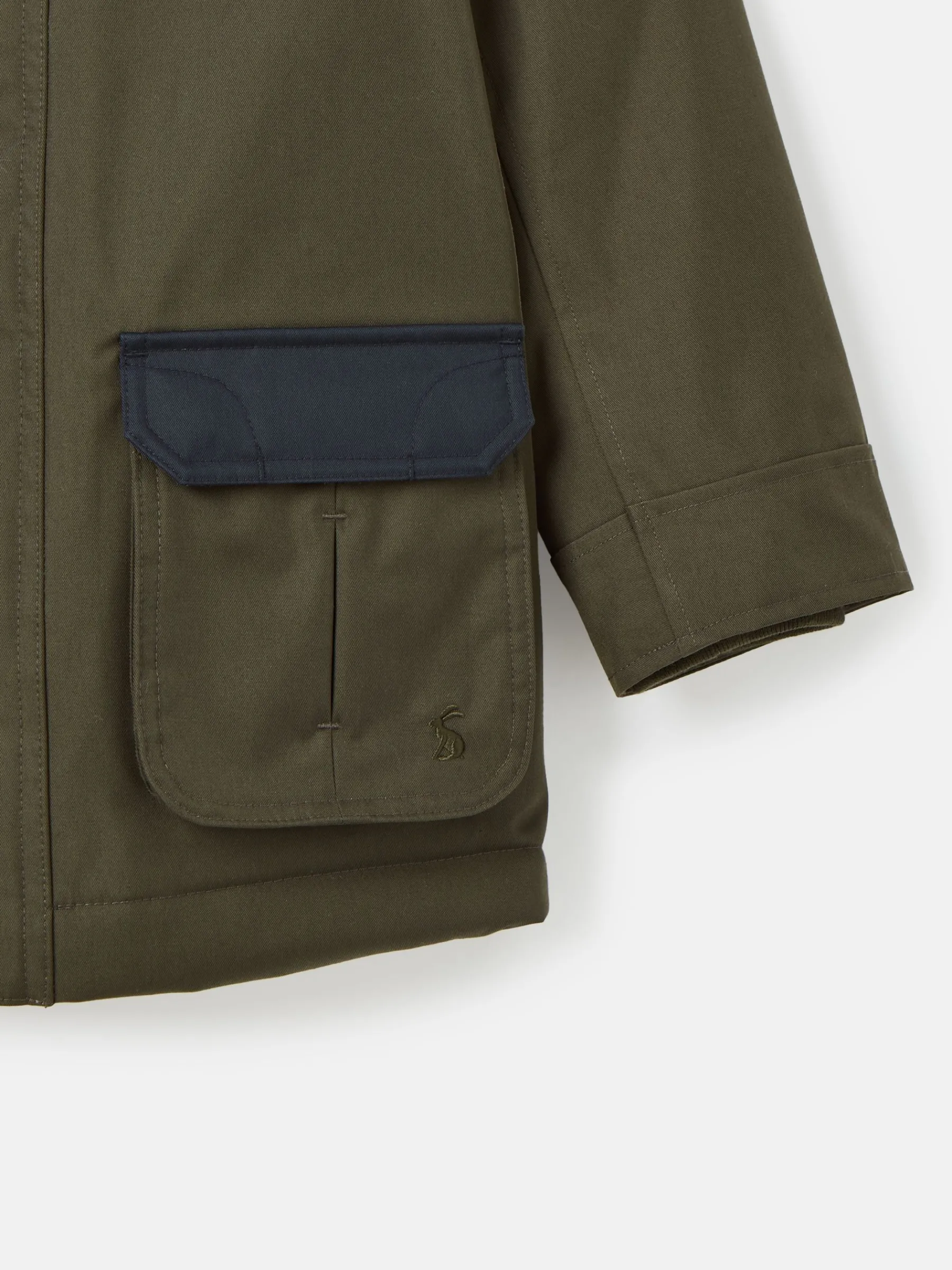 Kids' Ultimate Khaki Green Waterproof Coat with Quilted Lining<Joules Clearance