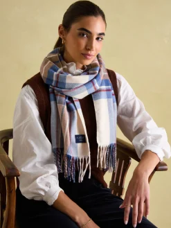 Langtree Cream & Blue Scarf<Joules Sale