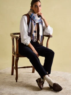 Langtree Cream & Blue Scarf<Joules Sale