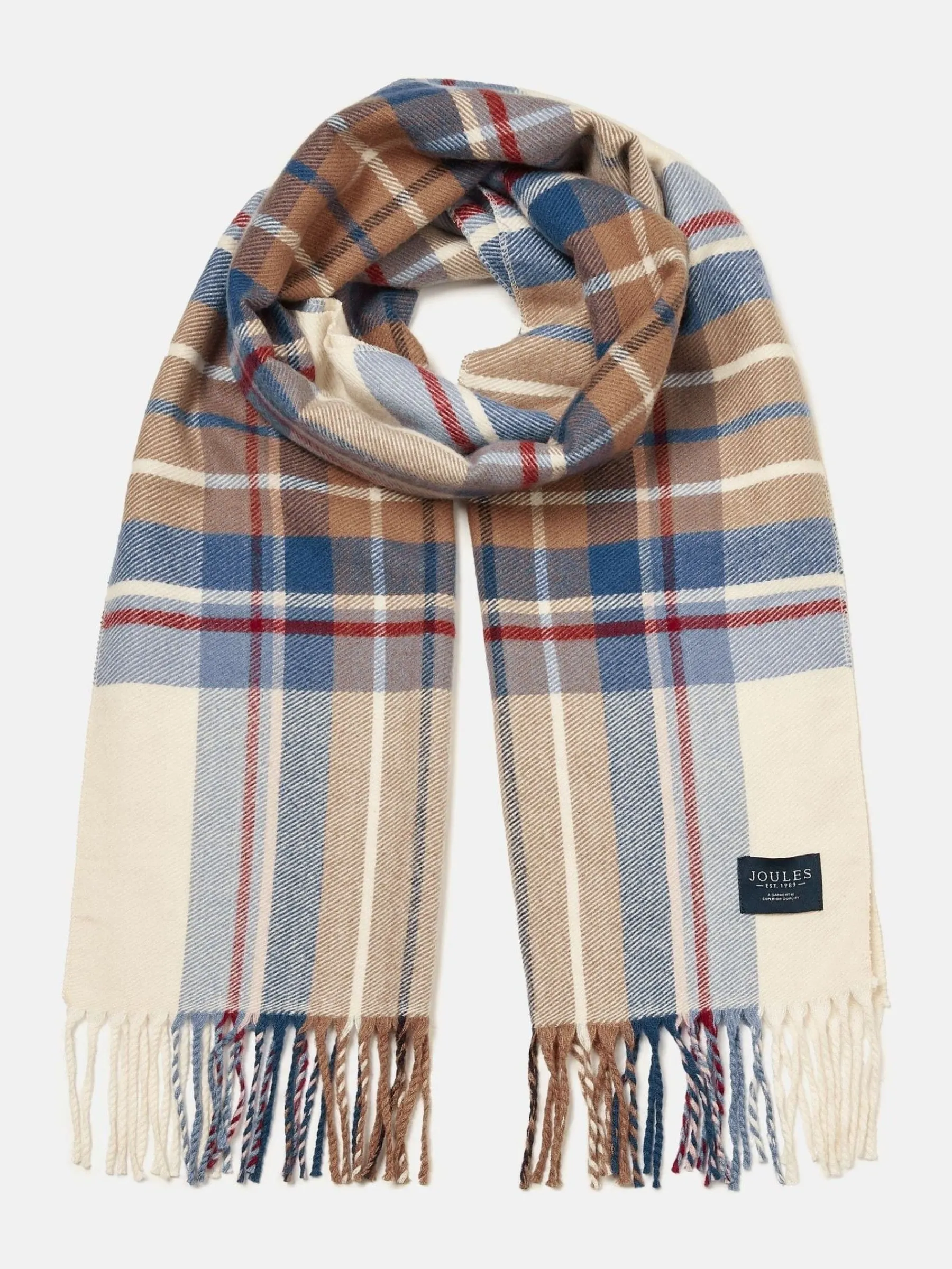Langtree Cream & Blue Scarf<Joules Sale