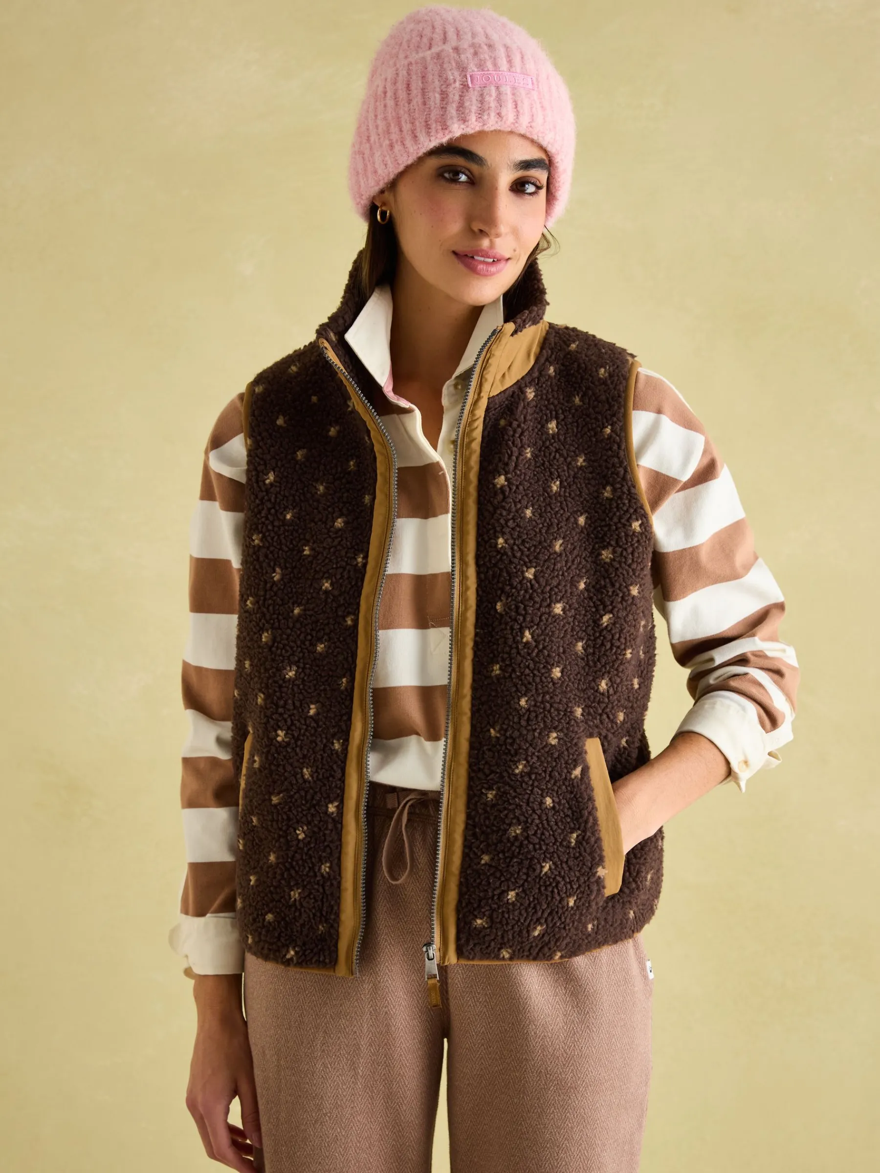 Lilah Chocolate Brown Printed Gilet<Joules