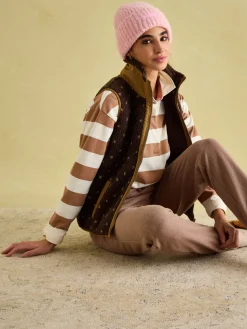Lilah Chocolate Brown Printed Gilet<Joules