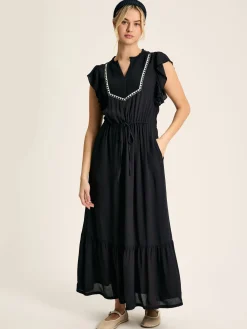 Lillia Navy Blue Tie Waist Tiered Dress<Joules Outlet