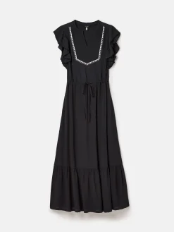 Lillia Navy Blue Tie Waist Tiered Dress<Joules Outlet