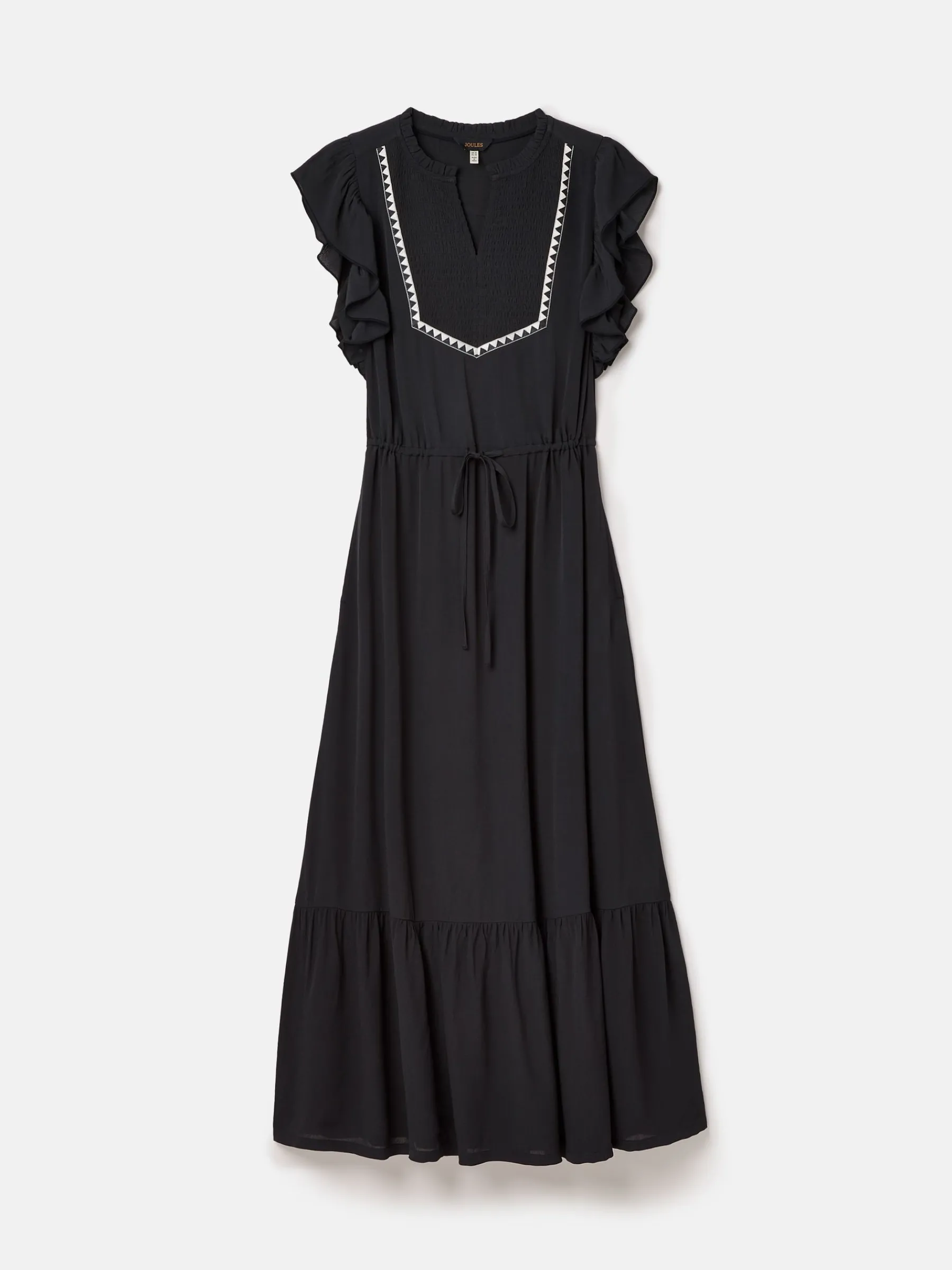 Lillia Navy Blue Tie Waist Tiered Dress<Joules Outlet