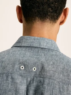 Linen Blend Plain Short Sleeve Shirt<Joules New