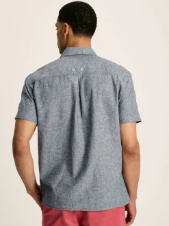 Linen Blend Plain Short Sleeve Shirt<Joules New