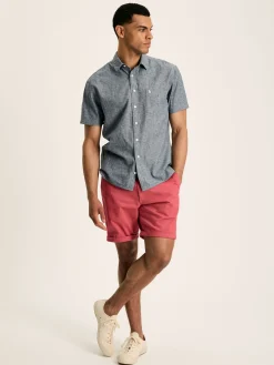 Linen Blend Plain Short Sleeve Shirt<Joules New