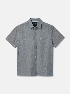 Linen Blend Plain Short Sleeve Shirt<Joules New