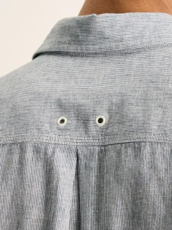 Linen Blend Blue Stripe Plain Long Sleeve Shirt<Joules Clearance