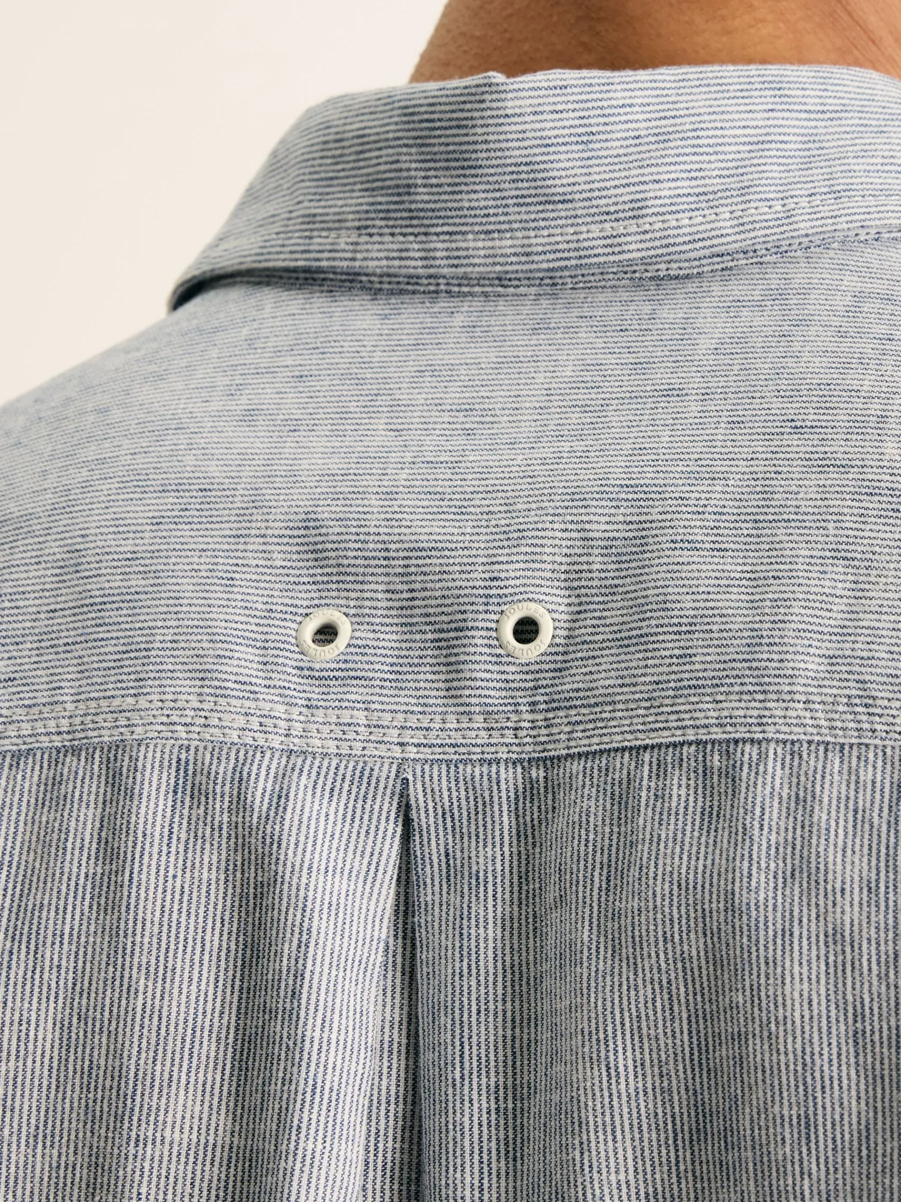 Linen Blend Blue Stripe Plain Long Sleeve Shirt<Joules Clearance