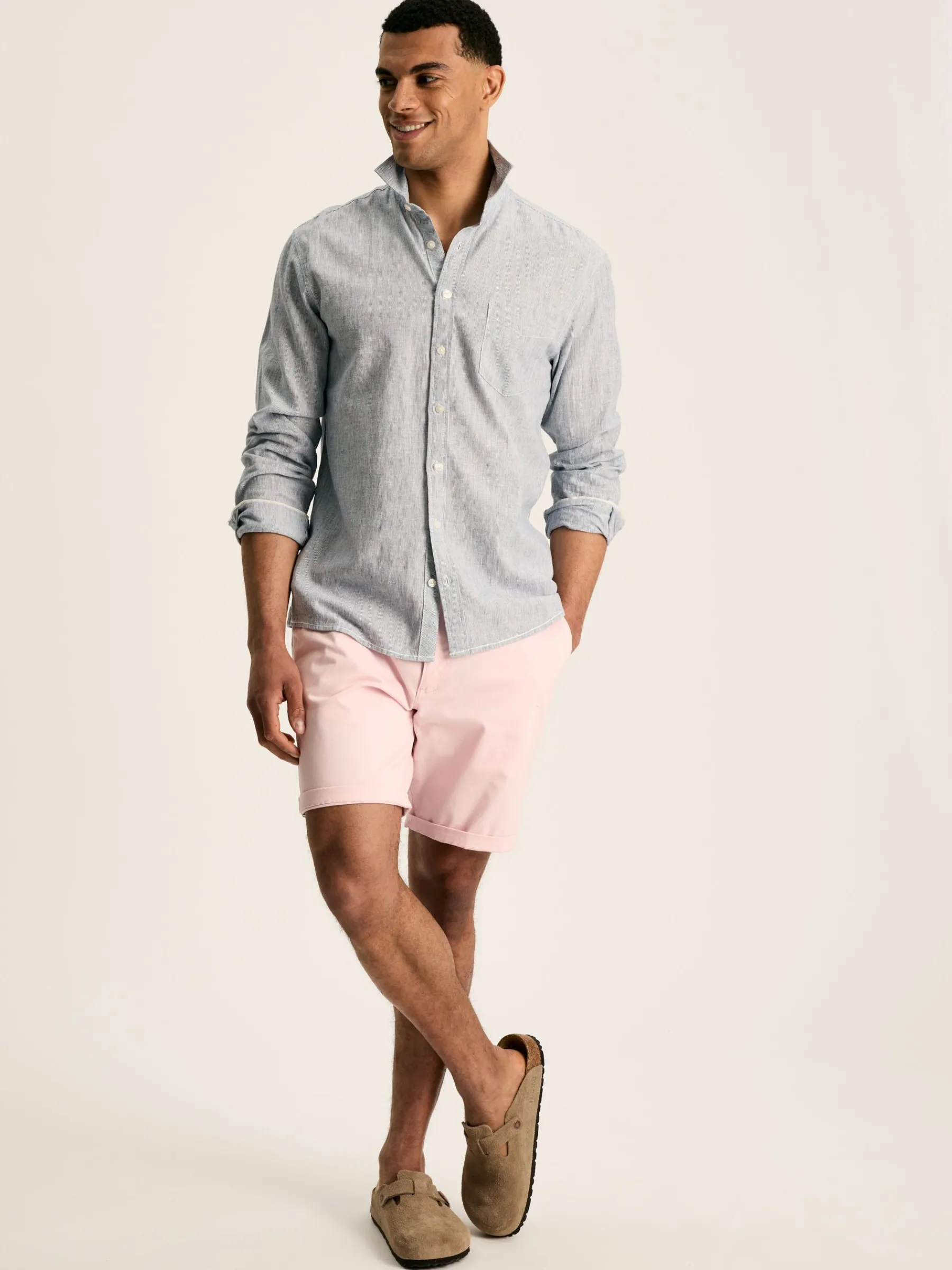 Linen Blend Blue Stripe Plain Long Sleeve Shirt<Joules Clearance