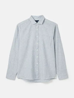 Linen Blend Blue Stripe Plain Long Sleeve Shirt<Joules Clearance