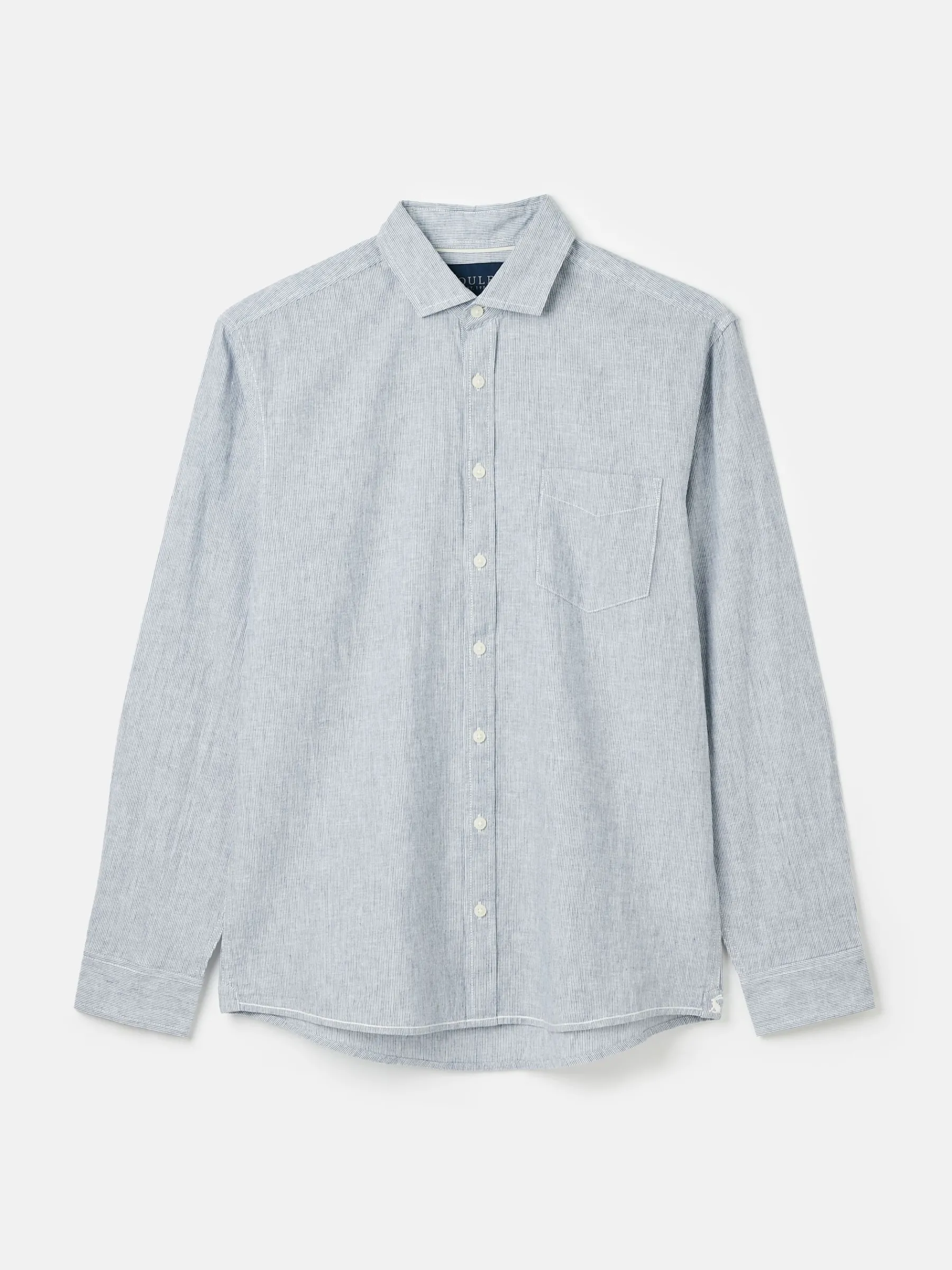 Linen Blend Blue Stripe Plain Long Sleeve Shirt<Joules Clearance