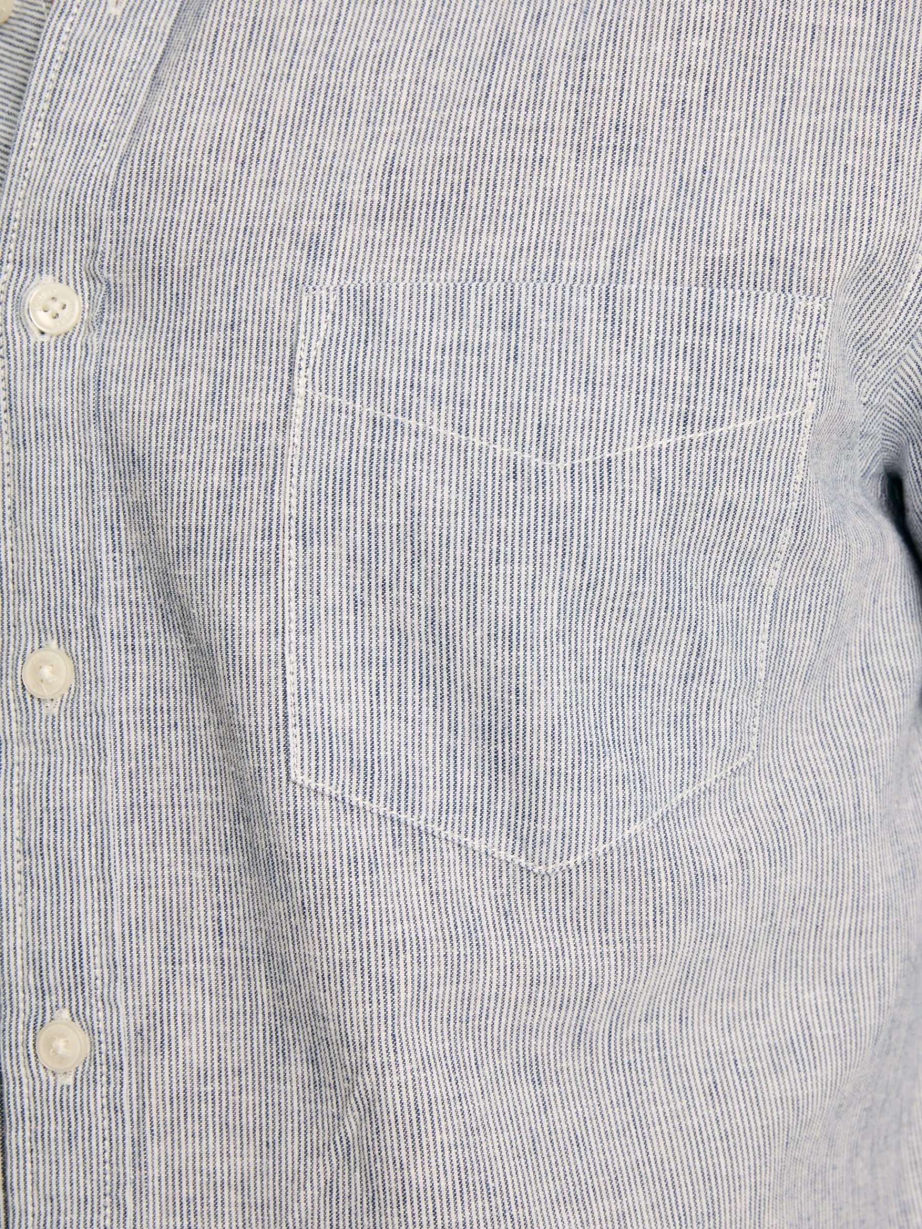Linen Blend Blue Stripe Plain Long Sleeve Shirt<Joules Clearance