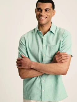 Linen Blend Plain Short Sleeve Shirt<Joules Sale