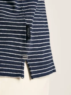 Linen Blend Navy Blue Striped Polo Shirt<Joules Outlet
