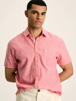 Linen Blend Plain Short Sleeve Shirt<Joules Best