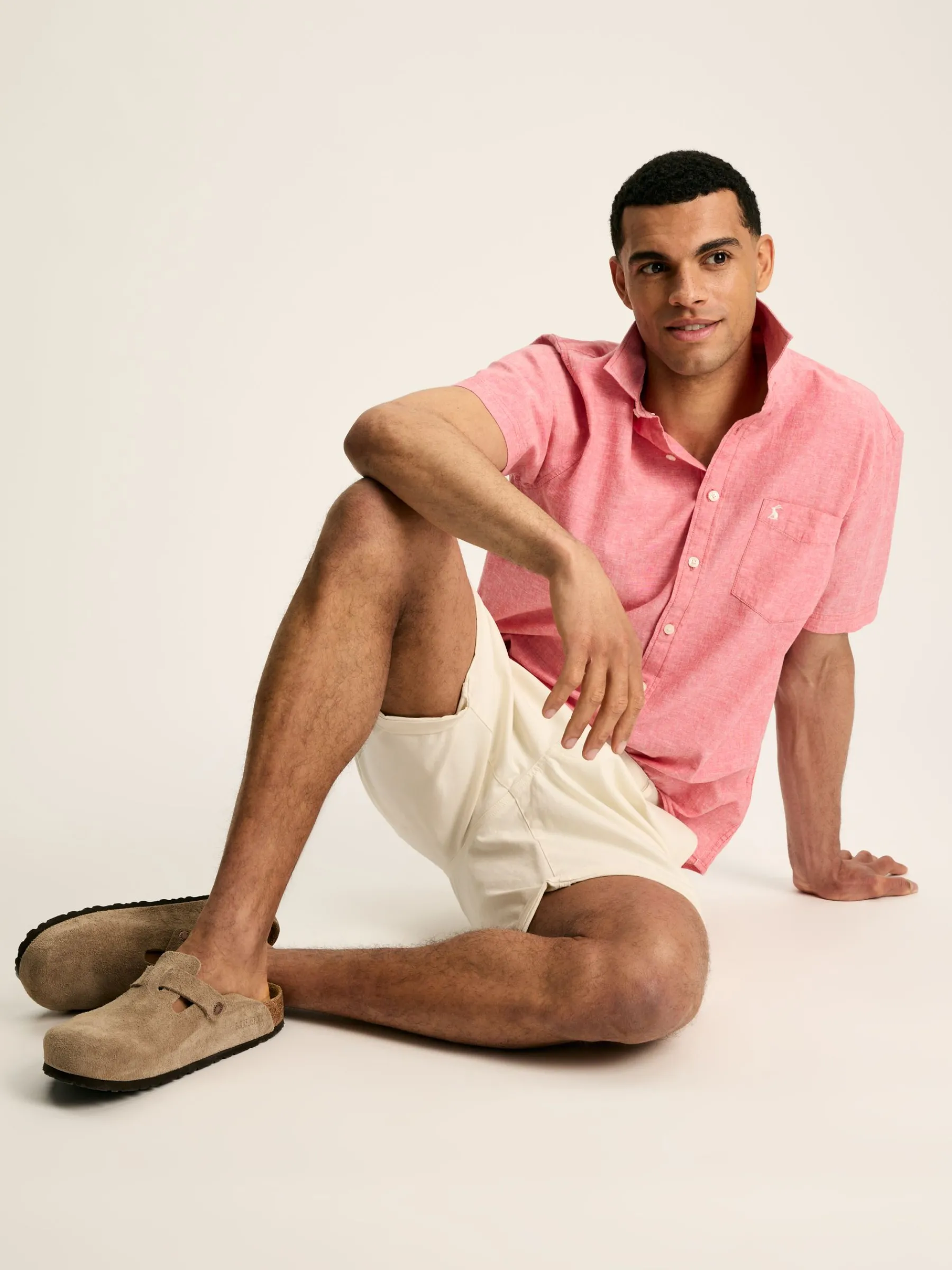 Linen Blend Plain Short Sleeve Shirt<Joules Best