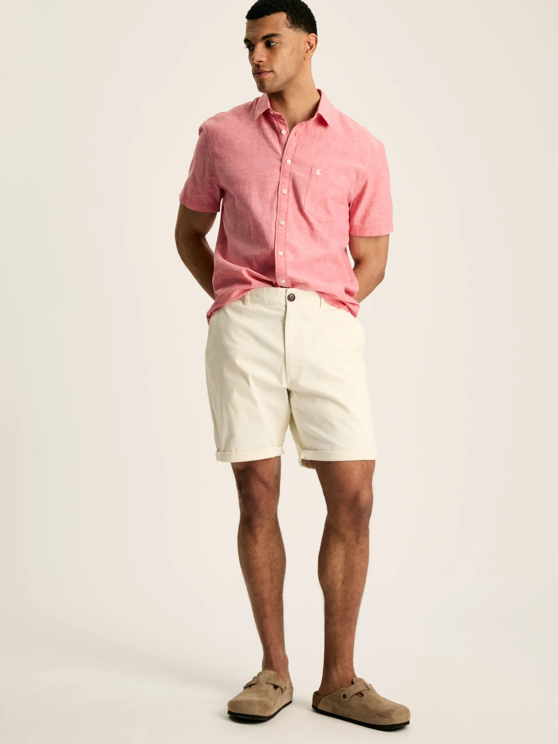 Linen Blend Plain Short Sleeve Shirt<Joules Best