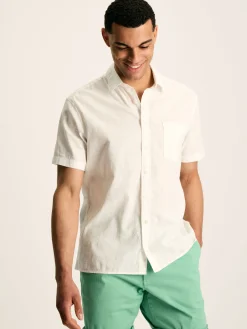 Linen Blend Plain Short Sleeve Shirt<Joules