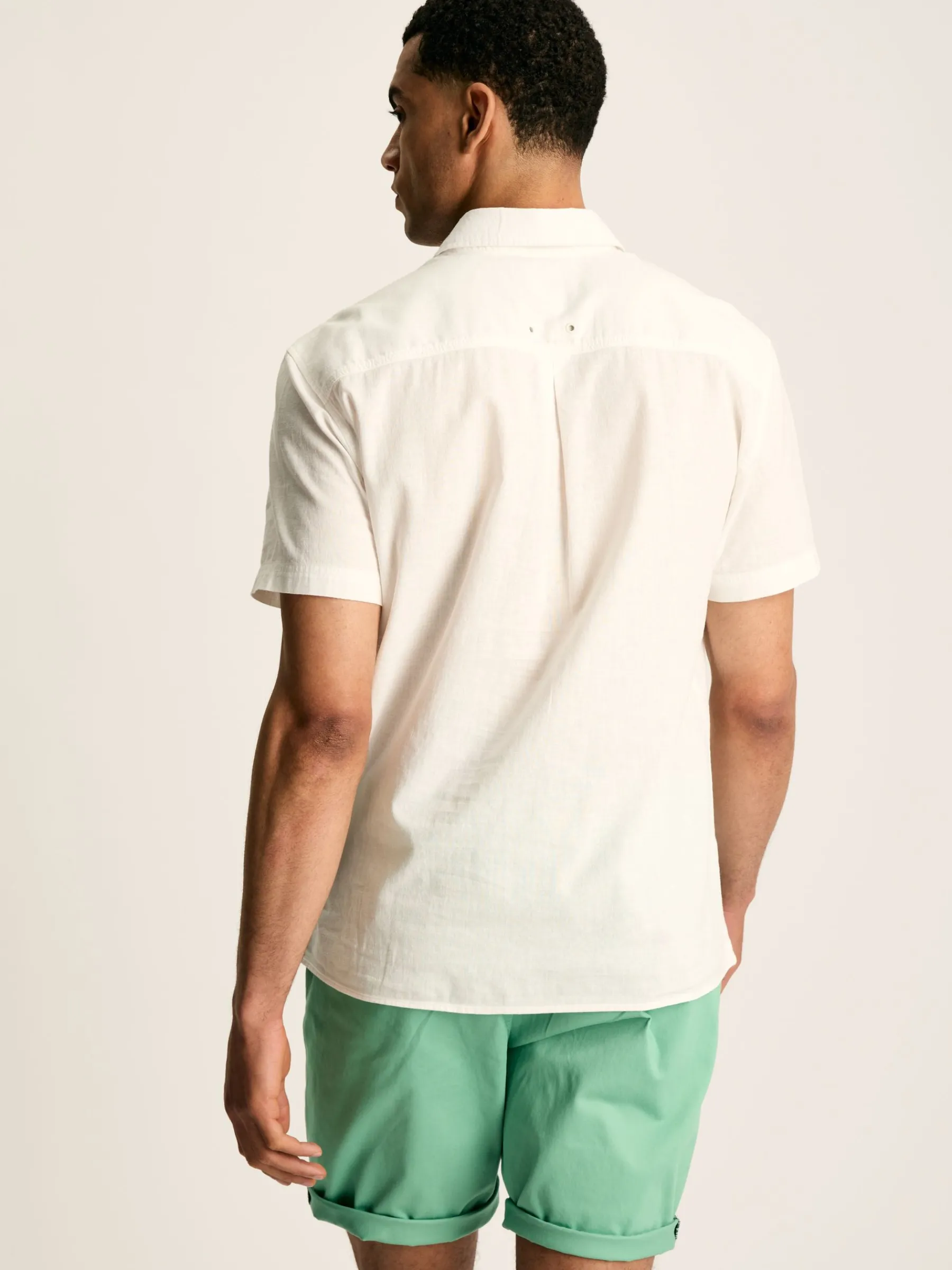 Linen Blend Plain Short Sleeve Shirt<Joules
