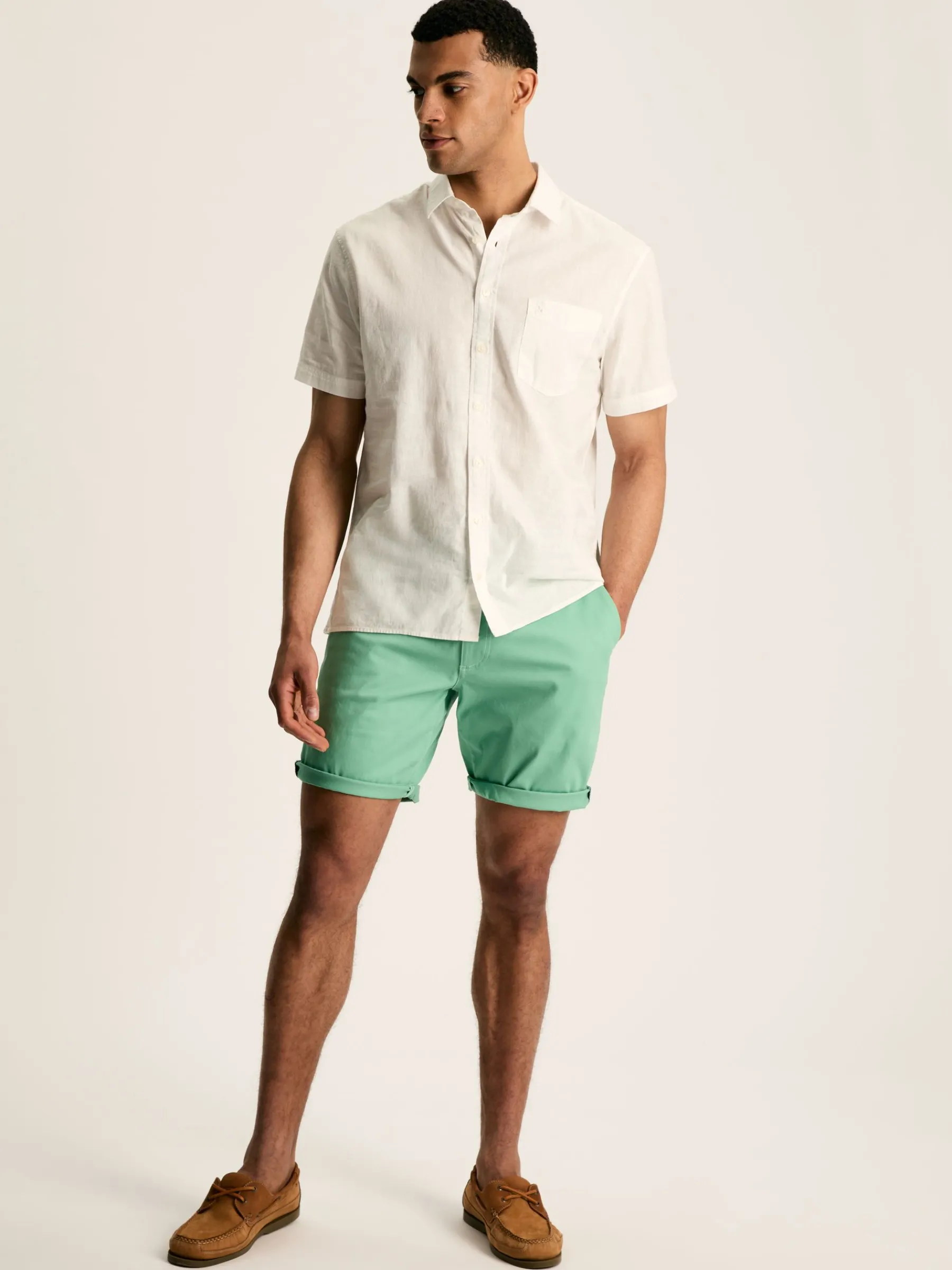 Linen Blend Plain Short Sleeve Shirt<Joules