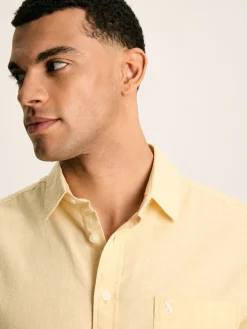 Linen Blend Plain Short Sleeve Shirt<Joules Clearance