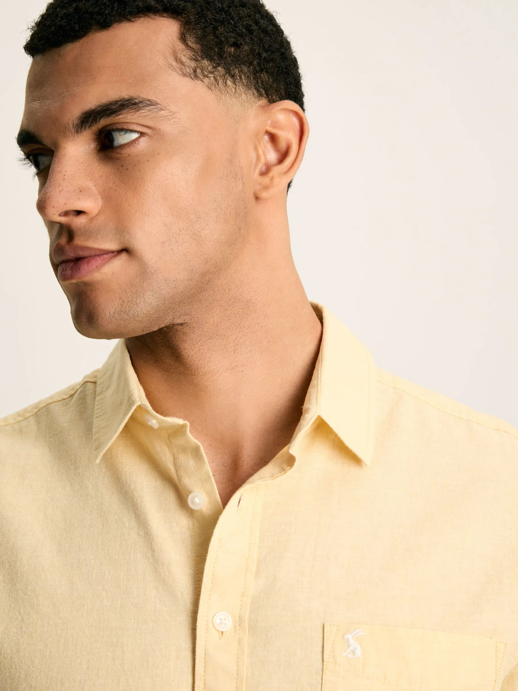 Linen Blend Plain Short Sleeve Shirt<Joules Clearance