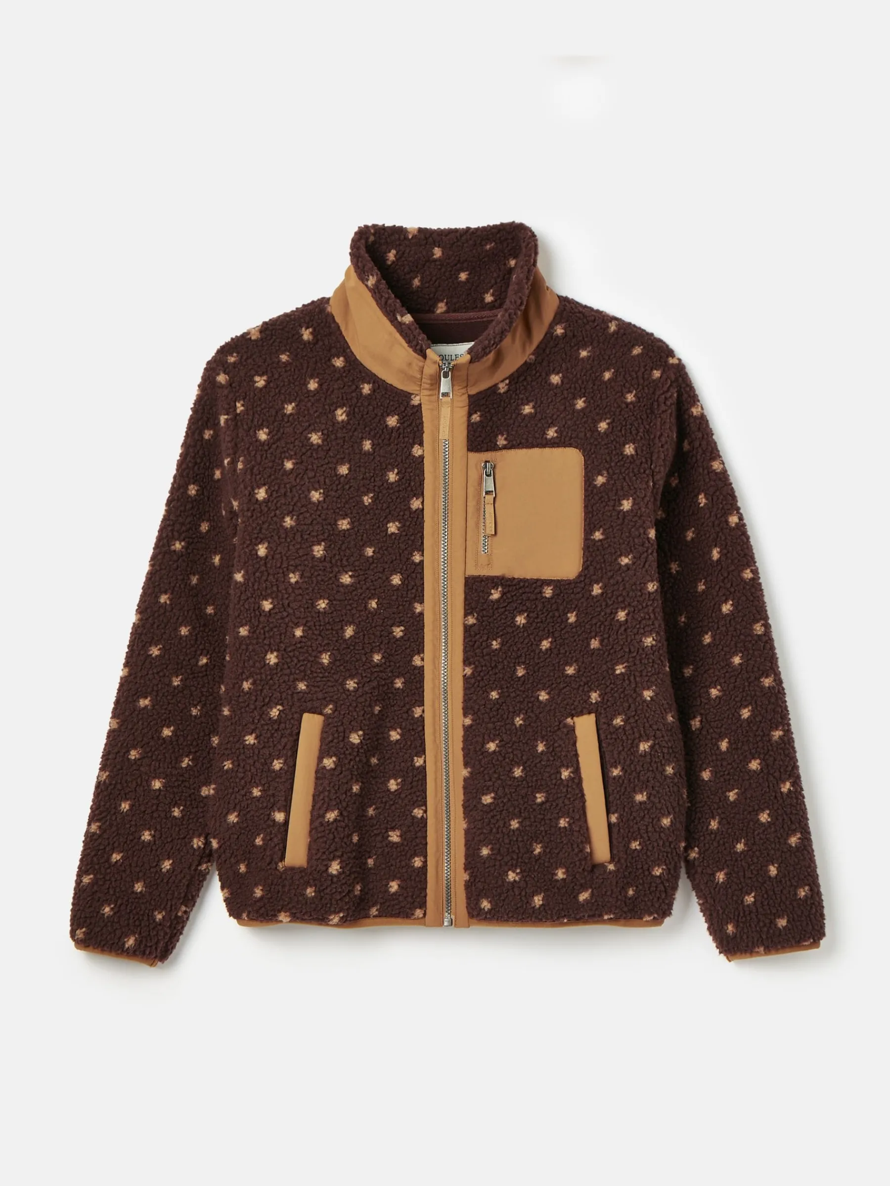 Lottie Chocolate Brown spot Borg Fleece Jacket<Joules Discount