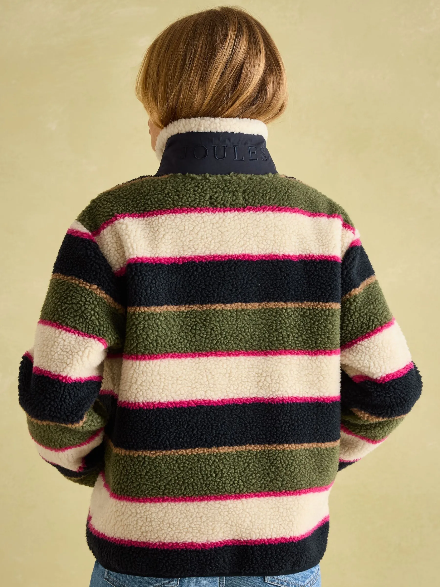 Lottie Multi stripe Borg Fleece Jacket<Joules Outlet