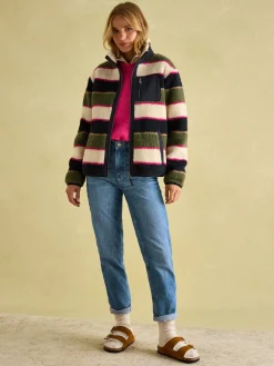 Lottie Multi stripe Borg Fleece Jacket<Joules Outlet