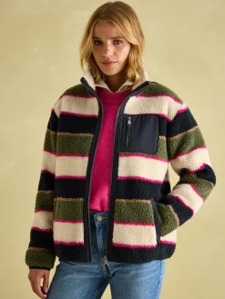 Lottie Multi stripe Borg Fleece Jacket<Joules Outlet