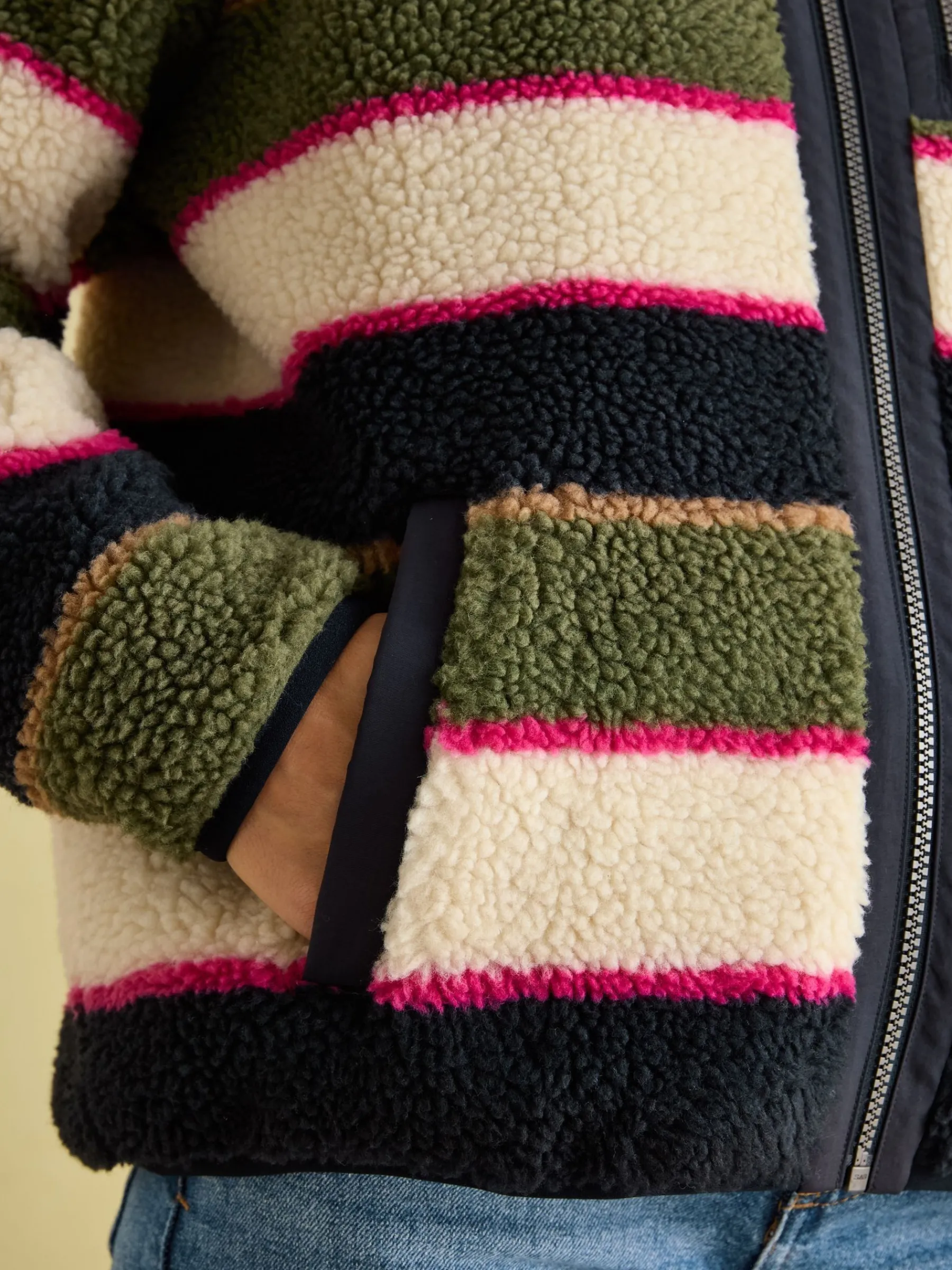Lottie Multi stripe Borg Fleece Jacket<Joules Outlet