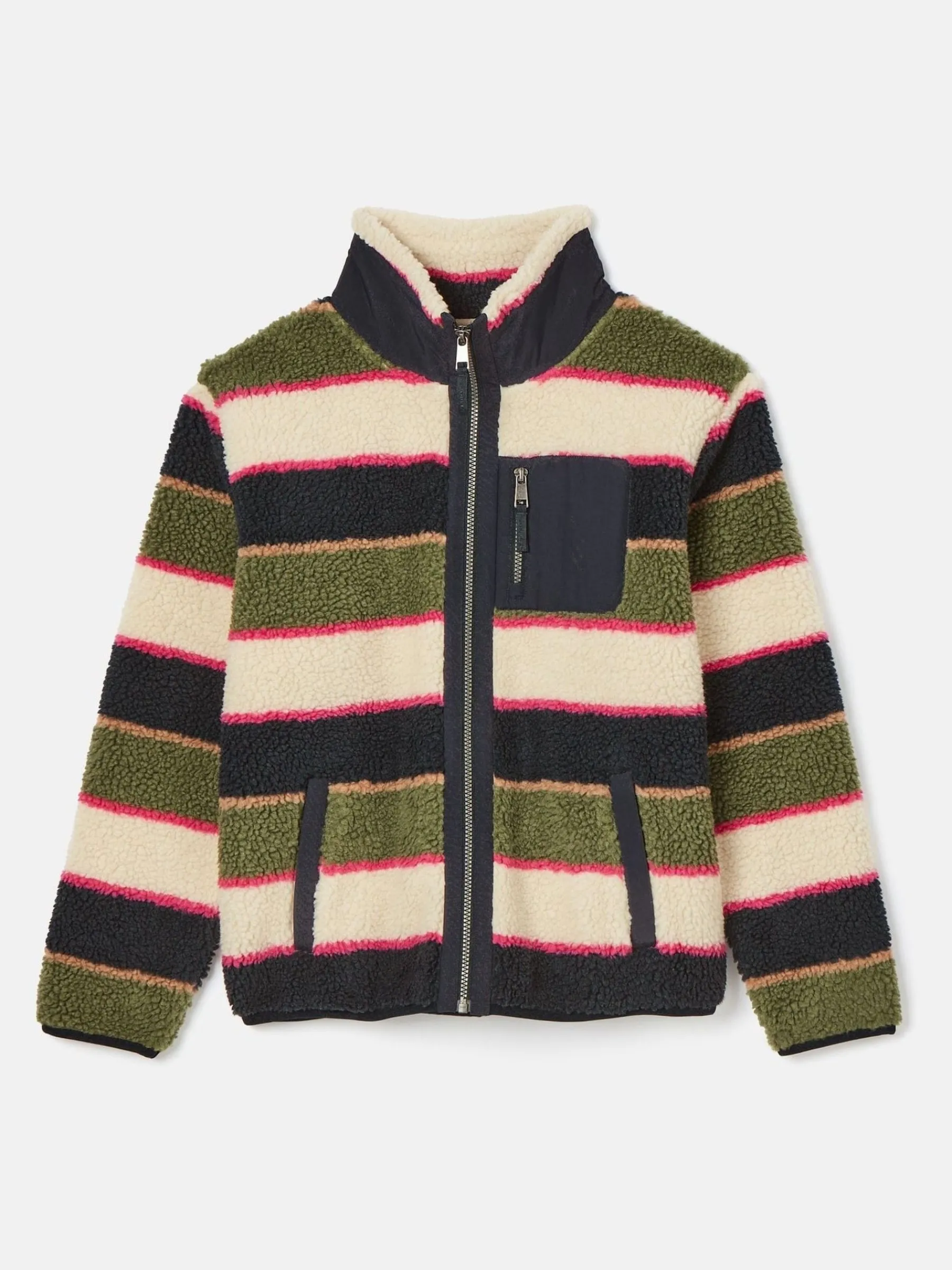 Lottie Multi stripe Borg Fleece Jacket<Joules Outlet