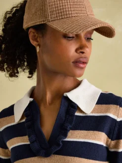 Maddie V Neck Stripe Jumper with Collar<Joules