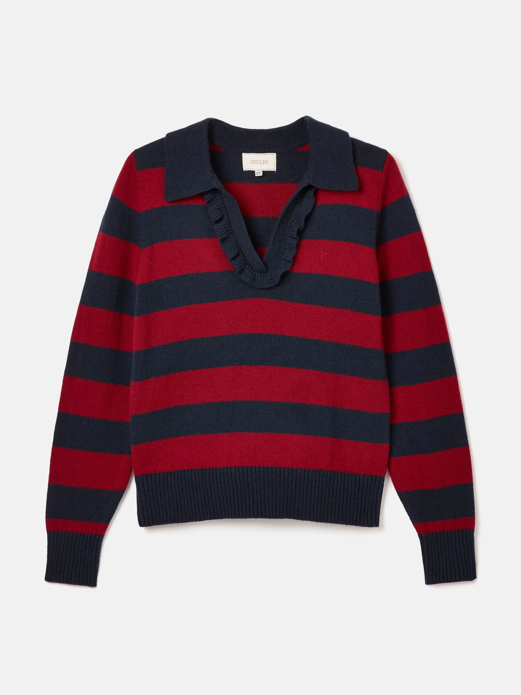 Maddie V Neck Stripe Jumper with Collar<Joules New