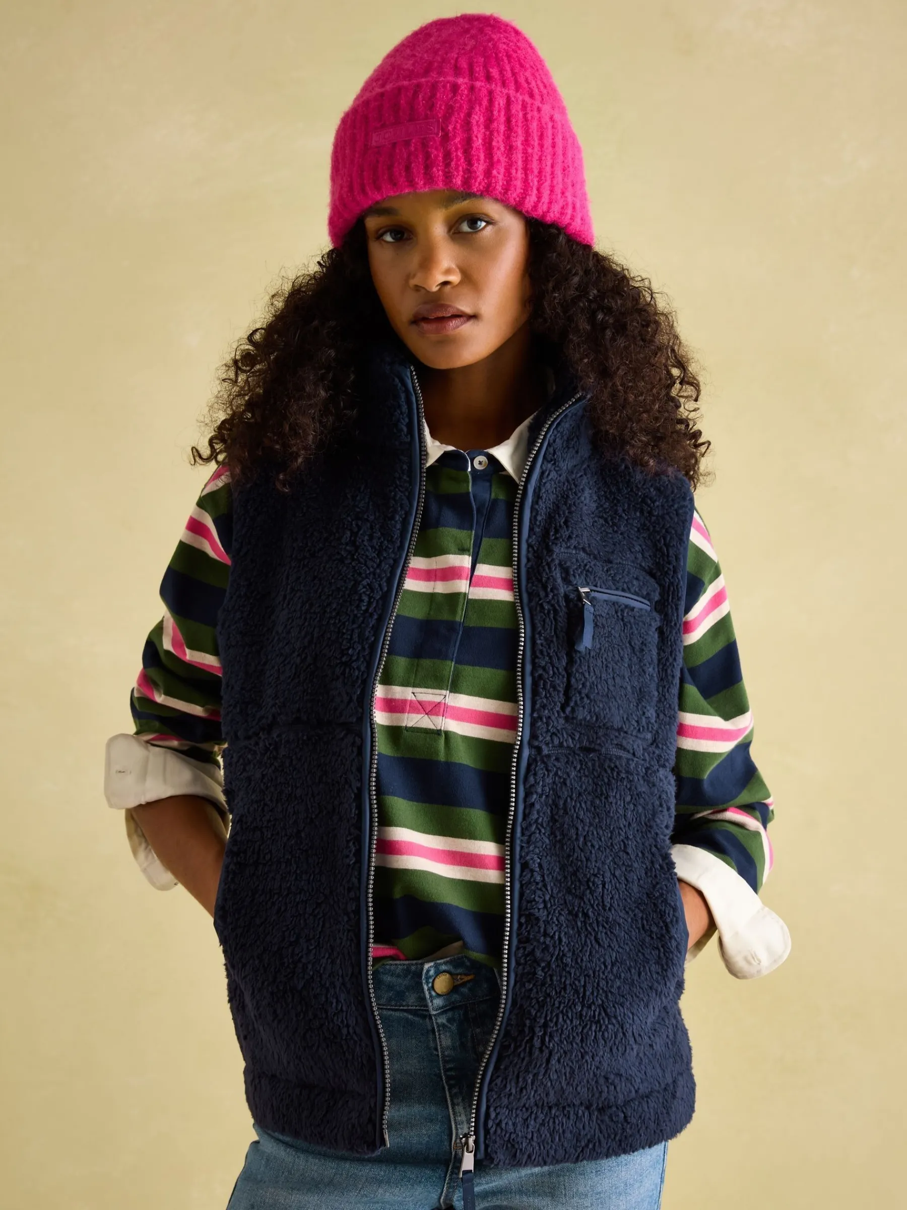 Mallory Navy blue Fleece Gilet<Joules Best
