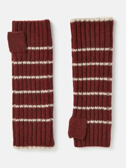 Marie Burgundy Red Fingerless Gloves<Joules Hot