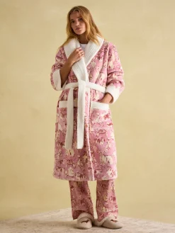 Matilda Fleece Lined Striped Dressing Gown<Joules Hot