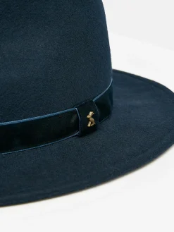 Maude Navy Blue Wool Fedora Hat<Joules Best