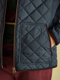 Maynard Navy Blue Diamond Quilted Jacket<Joules Best