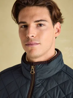 Maynard Navy Blue Diamond Quilted Jacket<Joules Best