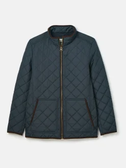 Maynard Navy Blue Diamond Quilted Jacket<Joules Best