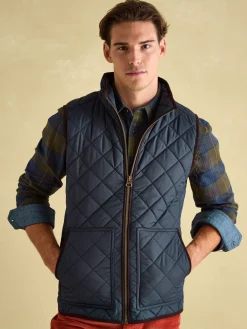 Maynard Navy Blue Diamond Quilted Gilet<Joules Clearance